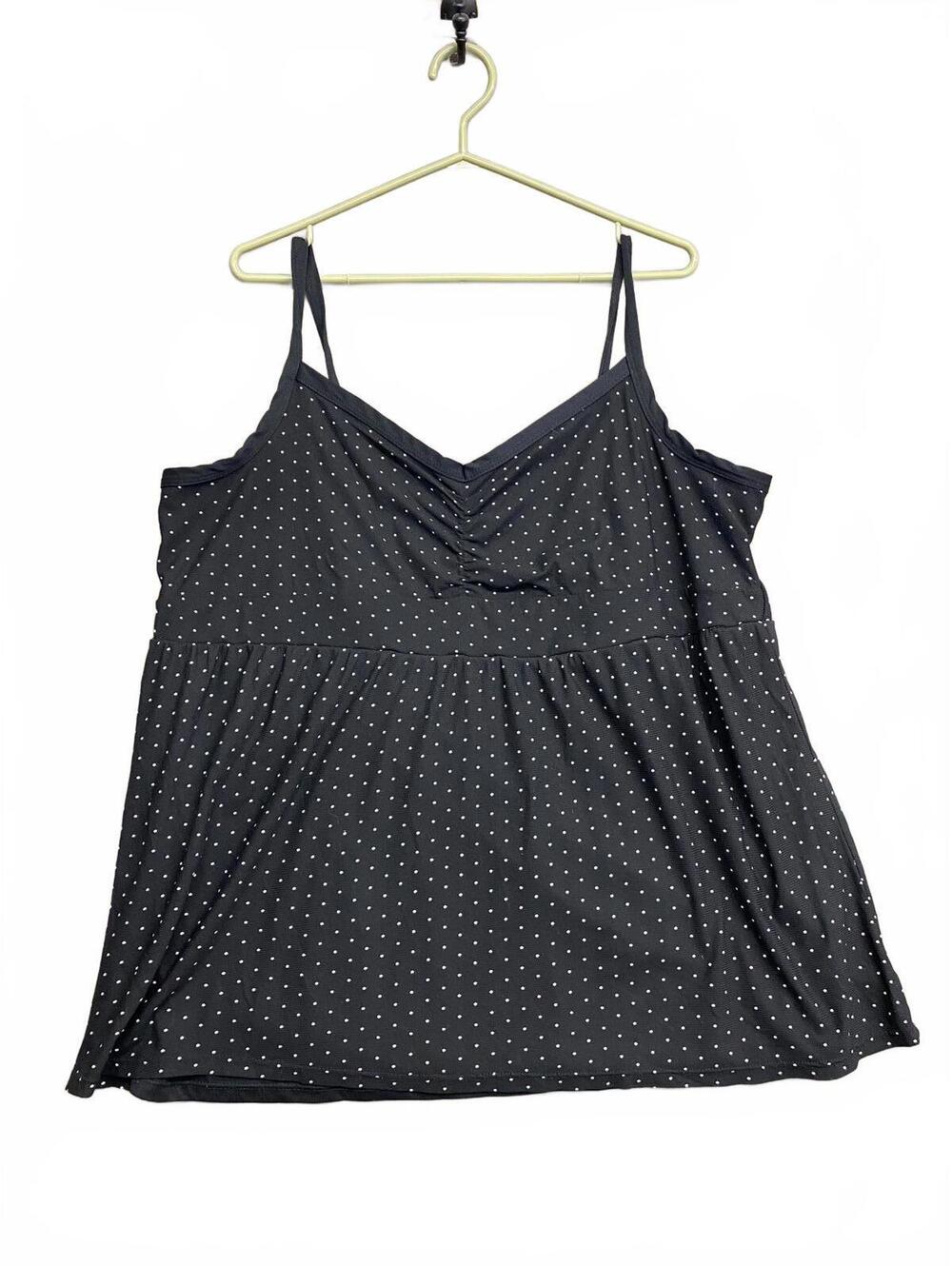 Warehouse One Women's Black Polka Dot Camisole Top Size XXL
